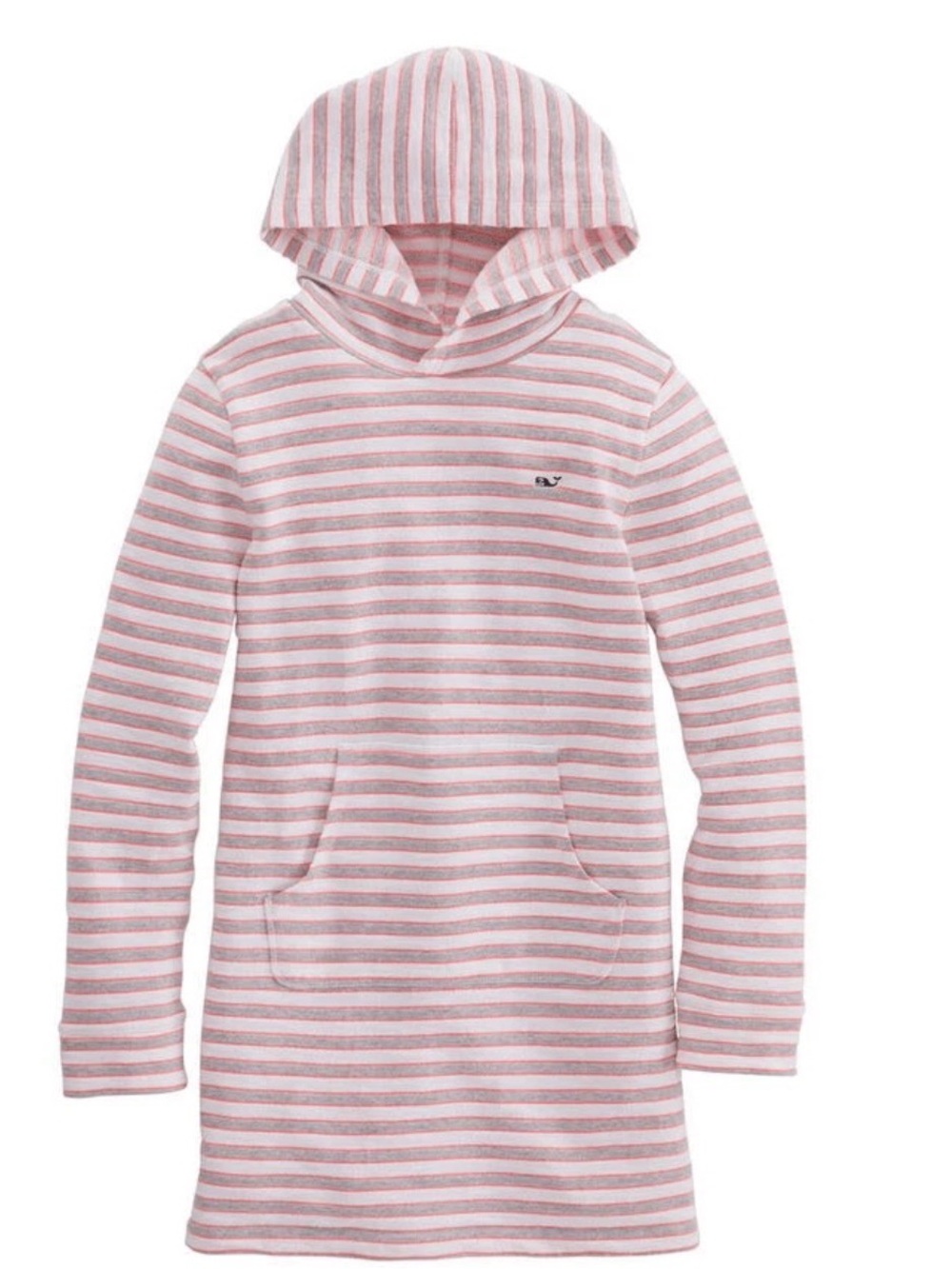 Vineyard Vines Girls' Pink and White Striped Hooded Beach Swim Cover Up